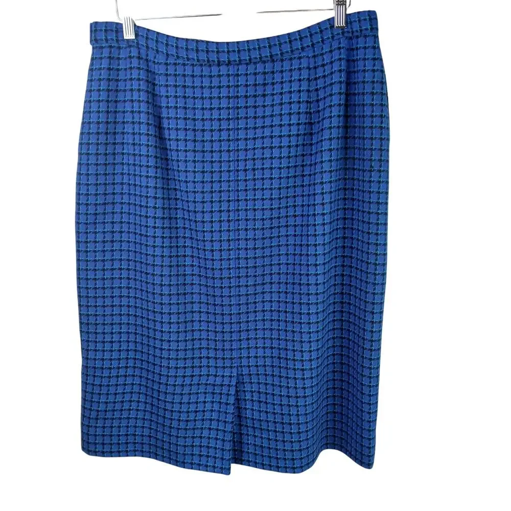 Pendleton VTG SZ 18 100% Virgin Wool Plaid Pencil Skirt Pockets USA RUNS SMALL